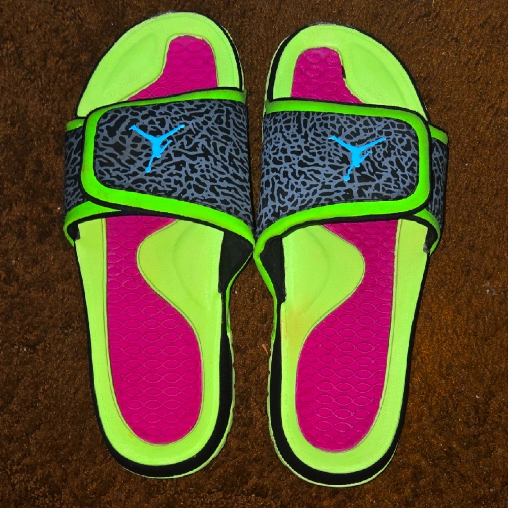Air JORDAN RETRO 3 Hydro Slide RARE 13 Mens  (2012) Neon Green ELEPHANT